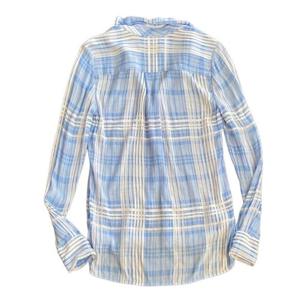 Diane Von Furstenberg DVF Blue and White Carter Plaid Button Down Shirt 8 - Picture 4 of 7